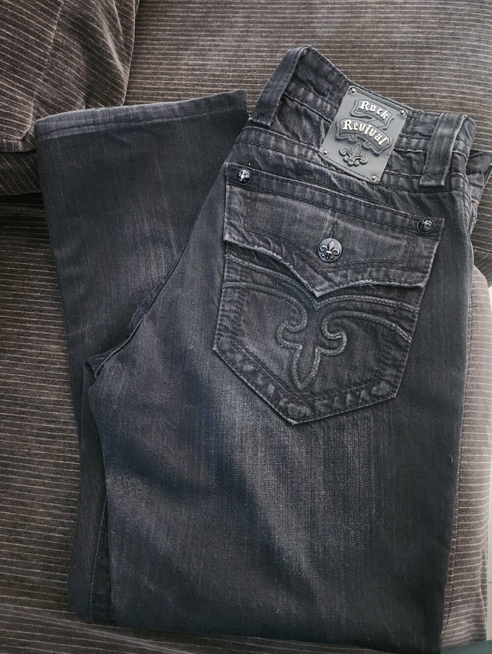 Rock Revival Men's Black Faded Straight Jeans